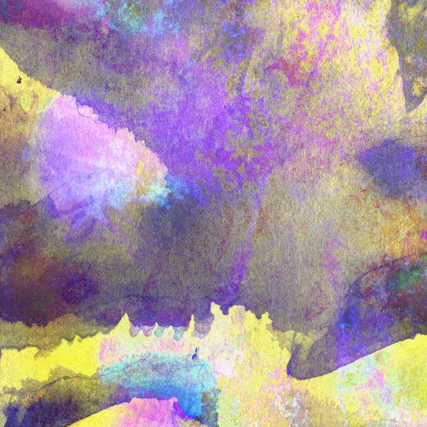 Grunge Abstract Background Made Watercolor Paints Purple Yellow Green Blue — Stock Photo, Image