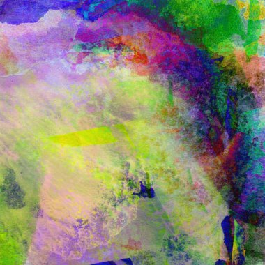 Mavi, yeşil, sarı, kırmızı ve mor renklerle suluboya deseni.