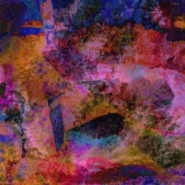 Yeşil, mavi ve mor renkli soyut suluboya tasarımı.