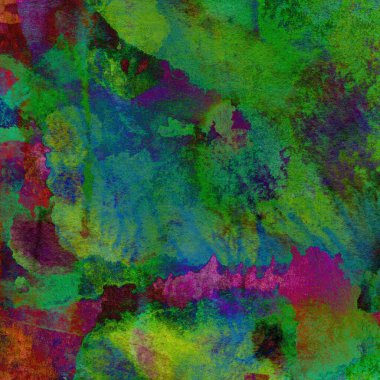 Yeşil, mavi, mor ve pembe renklerle süslü grunge suluboya arka plan.