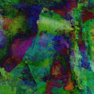 Yeşil, mavi, mor ve pembe renklerle süslü grunge suluboya arka plan.