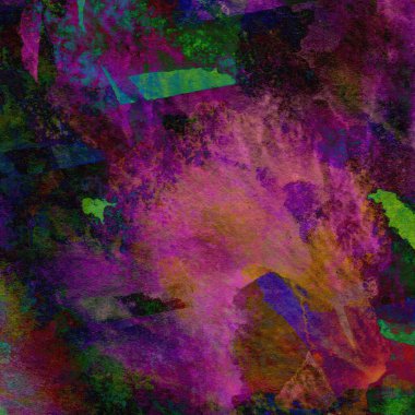 Yeşil, mavi, mor ve pembe renklerle süslü grunge suluboya arka plan.