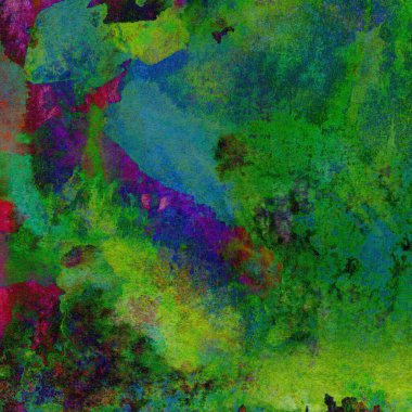 Yeşil, mavi, mor ve pembe renklerle süslü grunge suluboya arka plan.