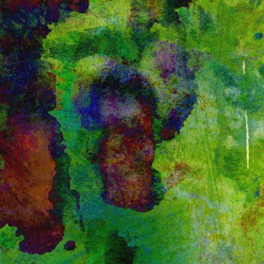 Yeşil, mavi, mor ve pembe renklerle süslü grunge suluboya arka plan.