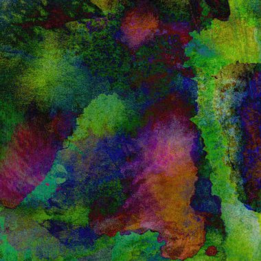 Yeşil, mavi, mor ve pembe renklerle süslü grunge suluboya arka plan.