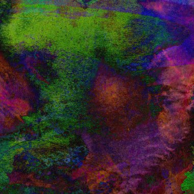 Yeşil, mavi, mor ve pembe renklerle süslü grunge suluboya arka plan.