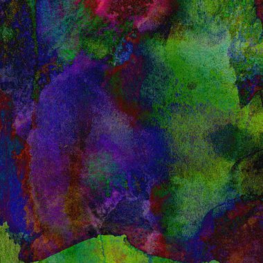 Yeşil, mavi, mor ve pembe renklerle süslü grunge suluboya arka plan.