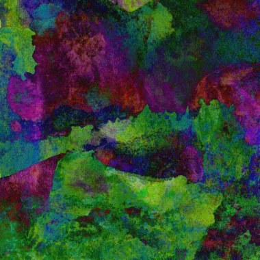 Yeşil, mavi, mor ve pembe renklerle süslü grunge suluboya arka plan.