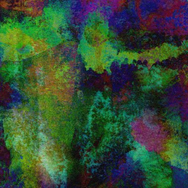 Yeşil, mavi, mor ve pembe renklerle süslü grunge suluboya arka plan.