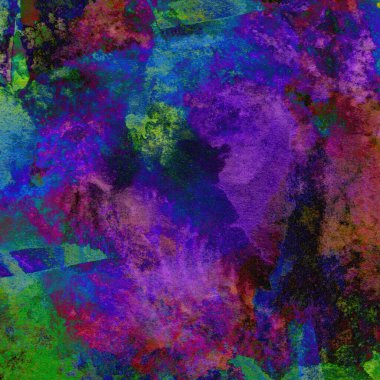 Yeşil, mavi, mor ve pembe renklerle süslü grunge suluboya arka plan.