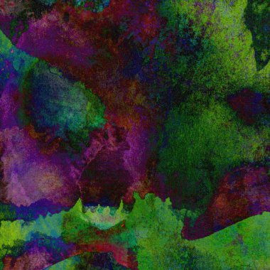 Yeşil, mavi, mor ve pembe renklerle süslü grunge suluboya arka plan.