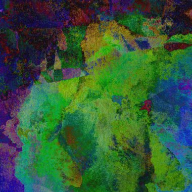 Yeşil, mavi, mor ve pembe renklerle süslü grunge suluboya arka plan.