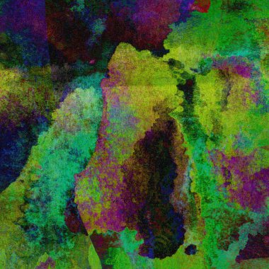 Yeşil, mavi, mor ve pembe renklerle süslü grunge suluboya arka plan.