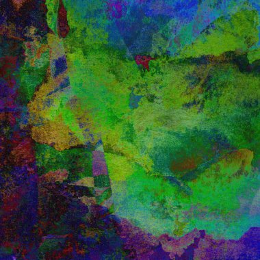 Yeşil, mavi, mor ve pembe renklerle süslü grunge suluboya arka plan.