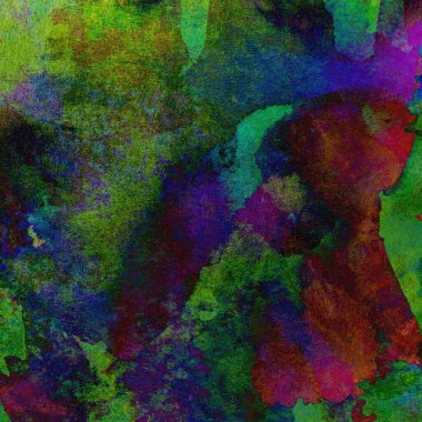 Yeşil, mavi, mor ve pembe renklerle süslü grunge suluboya arka plan.