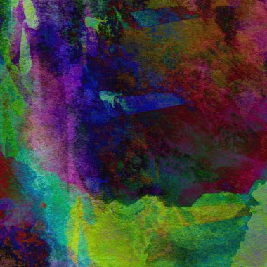 Yeşil, mavi, mor ve pembe renklerle süslü grunge suluboya arka plan.