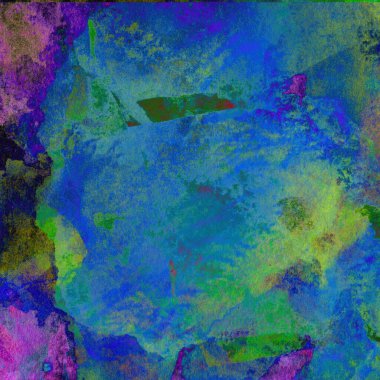 Yeşil, mavi, mor ve pembe renklerle süslü grunge suluboya arka plan.