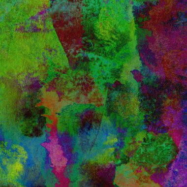 Yeşil, mavi, mor ve pembe renklerle süslü grunge suluboya arka plan.