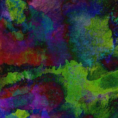 Yeşil, mavi, mor ve pembe renklerle süslü grunge suluboya arka plan.