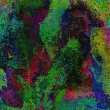 Yeşil, mavi, mor ve pembe renklerle süslü grunge suluboya arka plan.