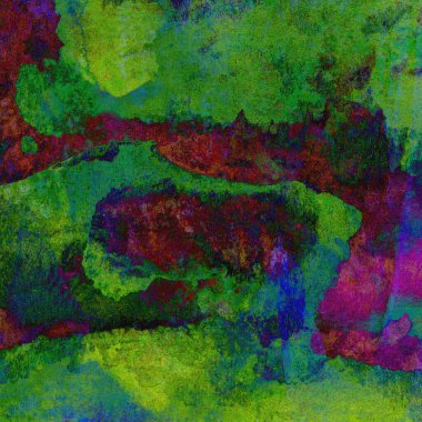 Yeşil, mavi, mor ve pembe renklerle süslü grunge suluboya arka plan.