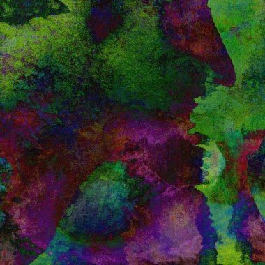 Yeşil, mavi, mor ve pembe renklerle süslü grunge suluboya arka plan.