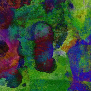 Yeşil, mavi, mor ve pembe renklerle süslü grunge suluboya arka plan.