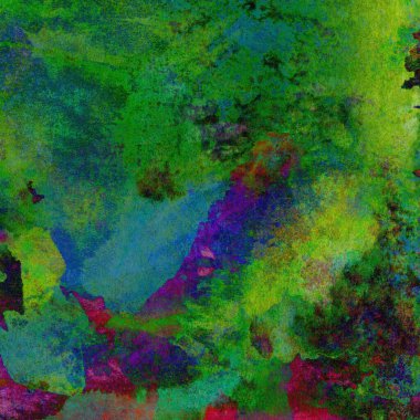 Yeşil, mavi, mor ve pembe renklerle süslü grunge suluboya arka plan.