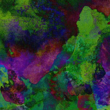 Yeşil, mavi, mor ve pembe renklerle süslü grunge suluboya arka plan.