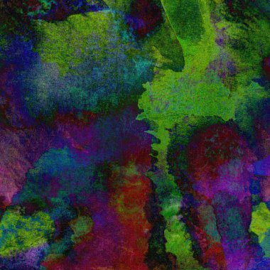 Yeşil, mavi, mor ve pembe renklerle süslü grunge suluboya arka plan.