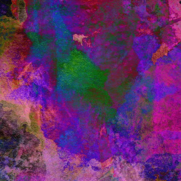 Stijlvolle Grunge Aquarelachtergrond Met Wasbeurten Van Groene Blauwe Paarse Roze — Stockfoto