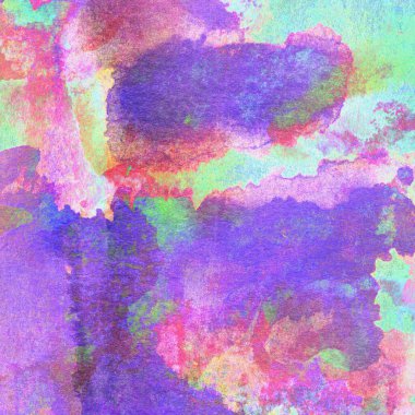 Mor, mavi, yeşil, sarı ve pembe renklerle suluboya arkaplan.