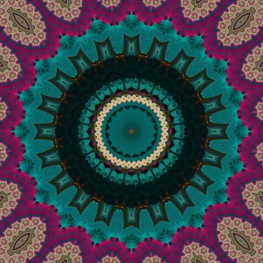 Zümrüt mor mandala soyut renkli arkaplan görünümü 