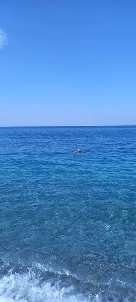 Prachtige Blauwe Zee Achtergrond Uitzicht — Stockfoto