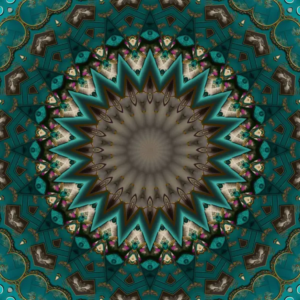 Émeraude Magenta Mandala Abstrait Coloré Vue Arrière Plan — Photo