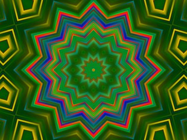 Neon parıldayan geometrik mandala fantezi fraktal. Mandala grafik tasarımı.