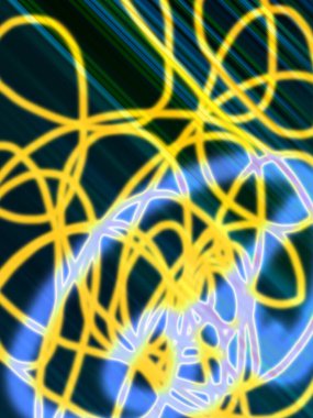 Renkli arkaplanda dalgalı kıvrımlı çizgili soyut katmanlı desen 