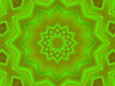 Neon parıldayan geometrik mandala fantezi fraktal. Mandala grafik tasarımı.