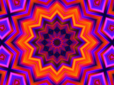Neon parıldayan geometrik mandala fantezi fraktal. Mandala grafik tasarımı.