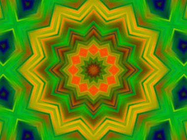 Neon parıldayan geometrik mandala fantezi fraktal. Mandala grafik tasarımı.