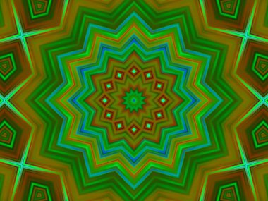 Neon parıldayan geometrik mandala fantezi fraktal. Mandala grafik tasarımı.