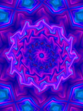 Neon parıldayan geometrik mandala fantezi fraktal. Mandala grafik tasarımı.