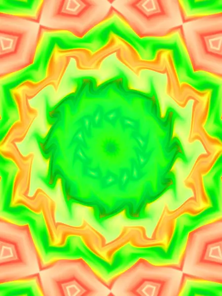 Néon Brilhante Mandala Geométrica Fantasia Fractal Projeto Gráfico Mandala Fotografia De Stock