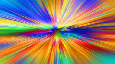 Renkli radyal patlamanın soyut arkaplanı, 3 boyutlu görüntüleme