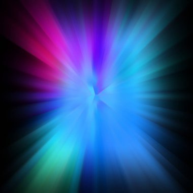 Siyah arkaplanda renkli ışık ışınları