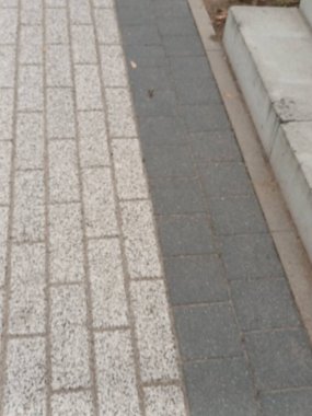 Parkta gri taşlar olan gri taş kaldırım.