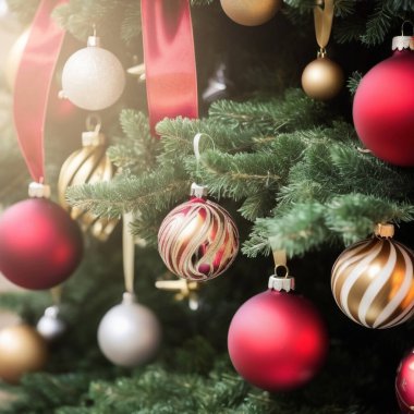 Noel ağacını süsler ve topları ile