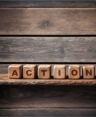 Sözcük eylemi tahta bloklardan yapılır.