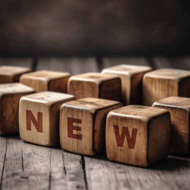 Tahta küplerden yapılmış yeni kelimeler. iş kavramı.