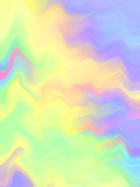 Holografik arka plan. Moda soyut şablon. Fütürist grafik tasarımı. Parlak hologram. Vektör çizimi. Grafik akışının holografik çizimi.